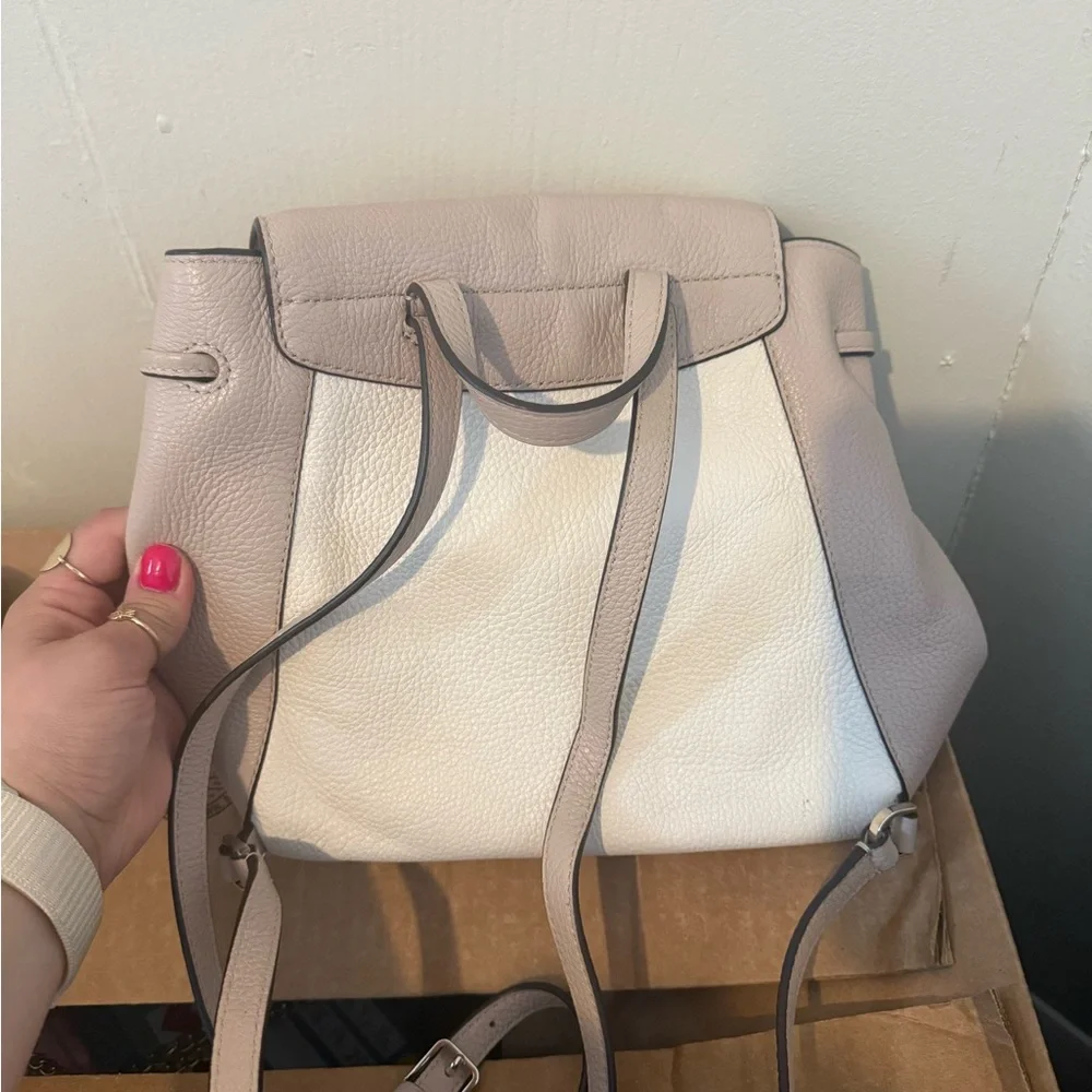 Kate Spade Taupe and White Leather Backpack - Picture 2 of 3